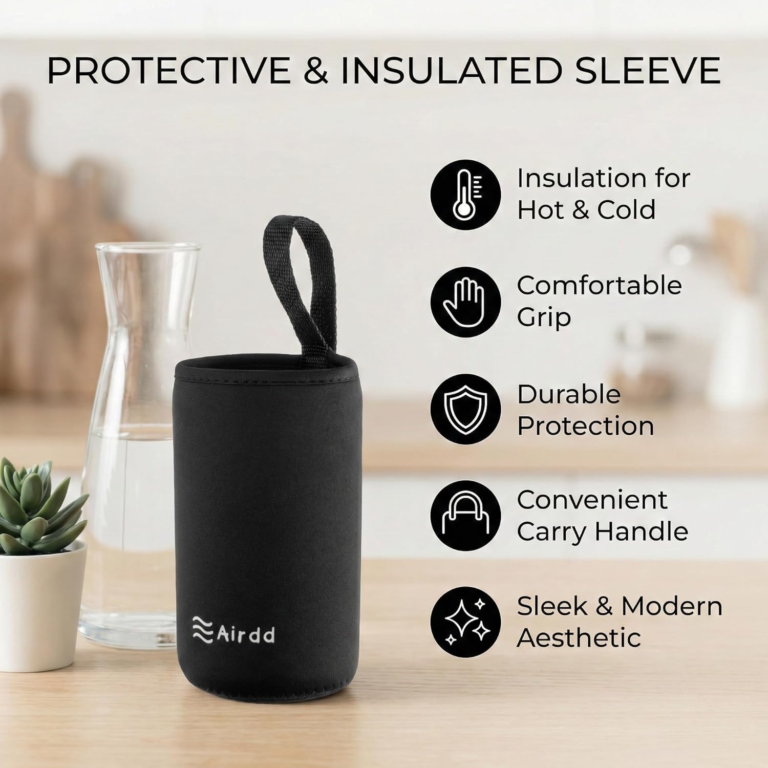 Protective and insulated neoprene sleeve with carry handle